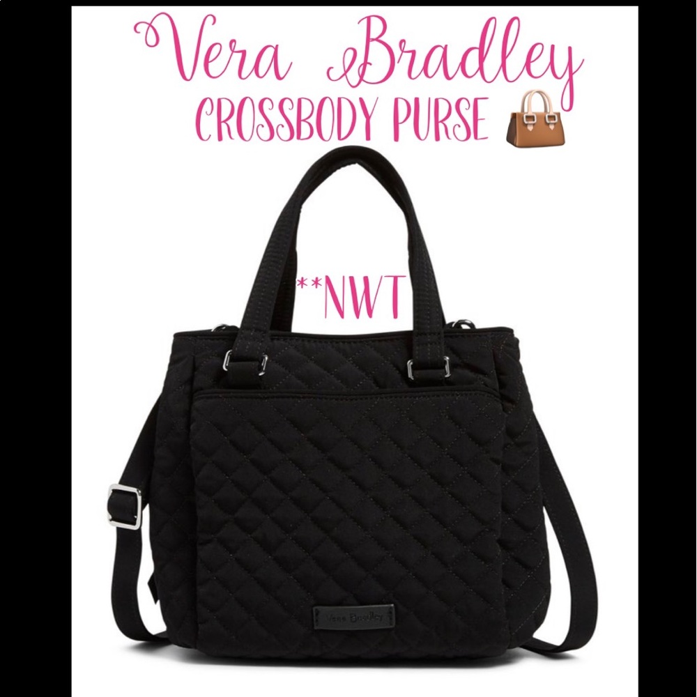 Vera Bradley, Black, Original Quilt-Design, Compact Crossbody Purse, NWT!